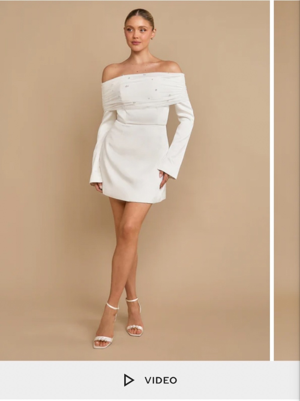 Pearl Trim Bardot Mini Dress
